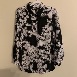 CALVIN KLEIN Floral Print Long Sleeve Top Size M